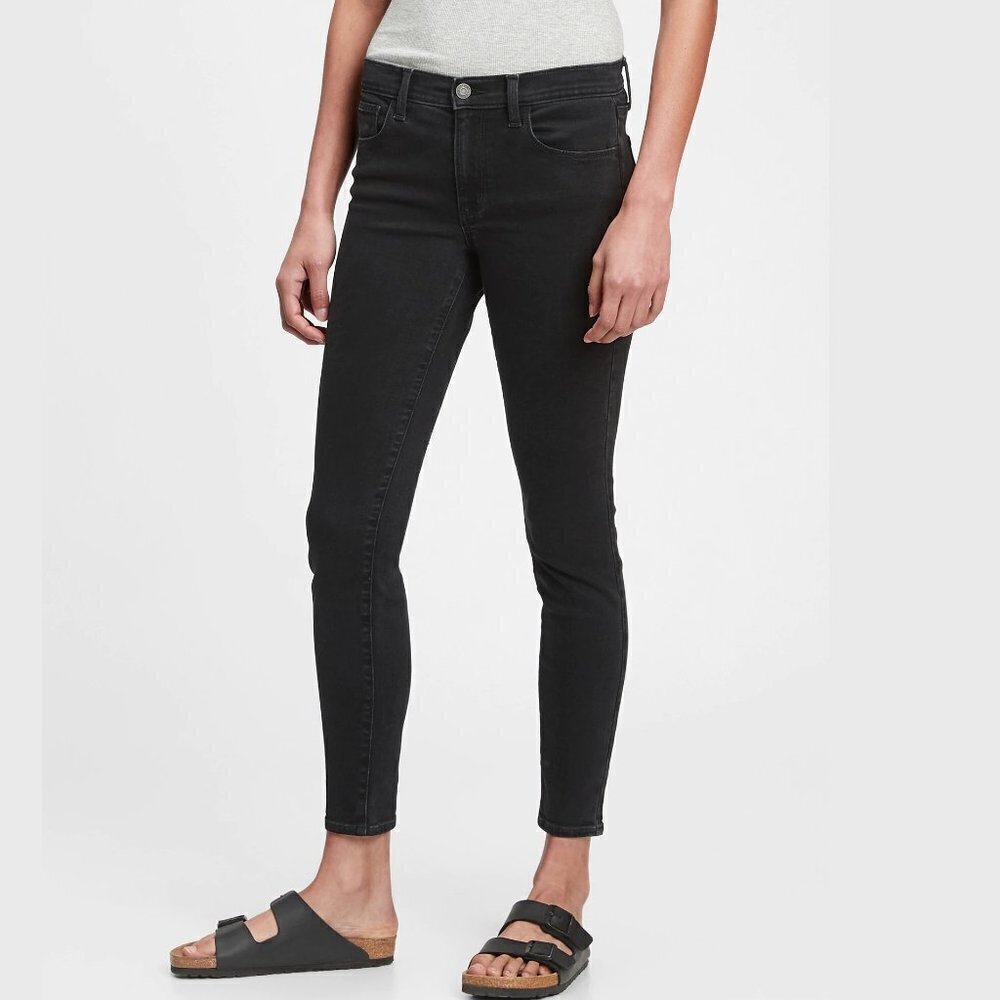 NWT! GAP Black Mid Rise Jegging with Washwell - Size 10 Long /30 LONG 🩷 - Picture 4 of 8